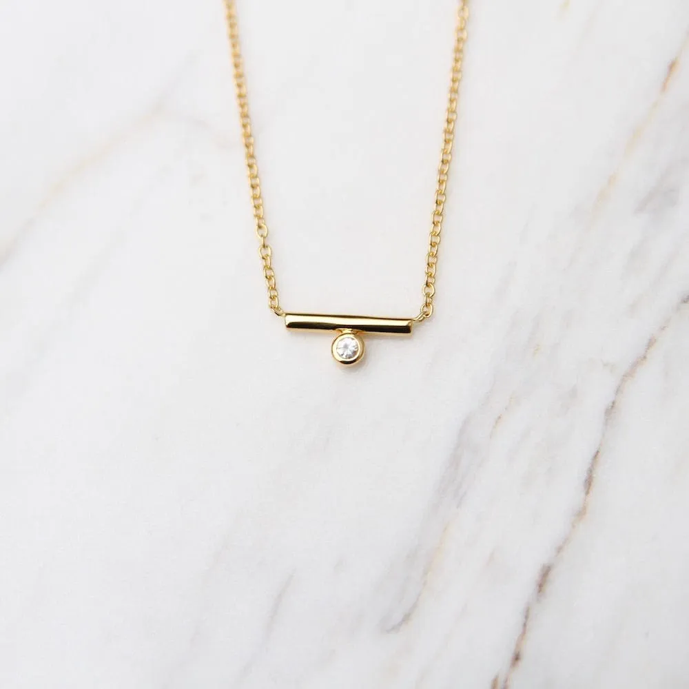 Tiny Bar With Side CZ Necklace