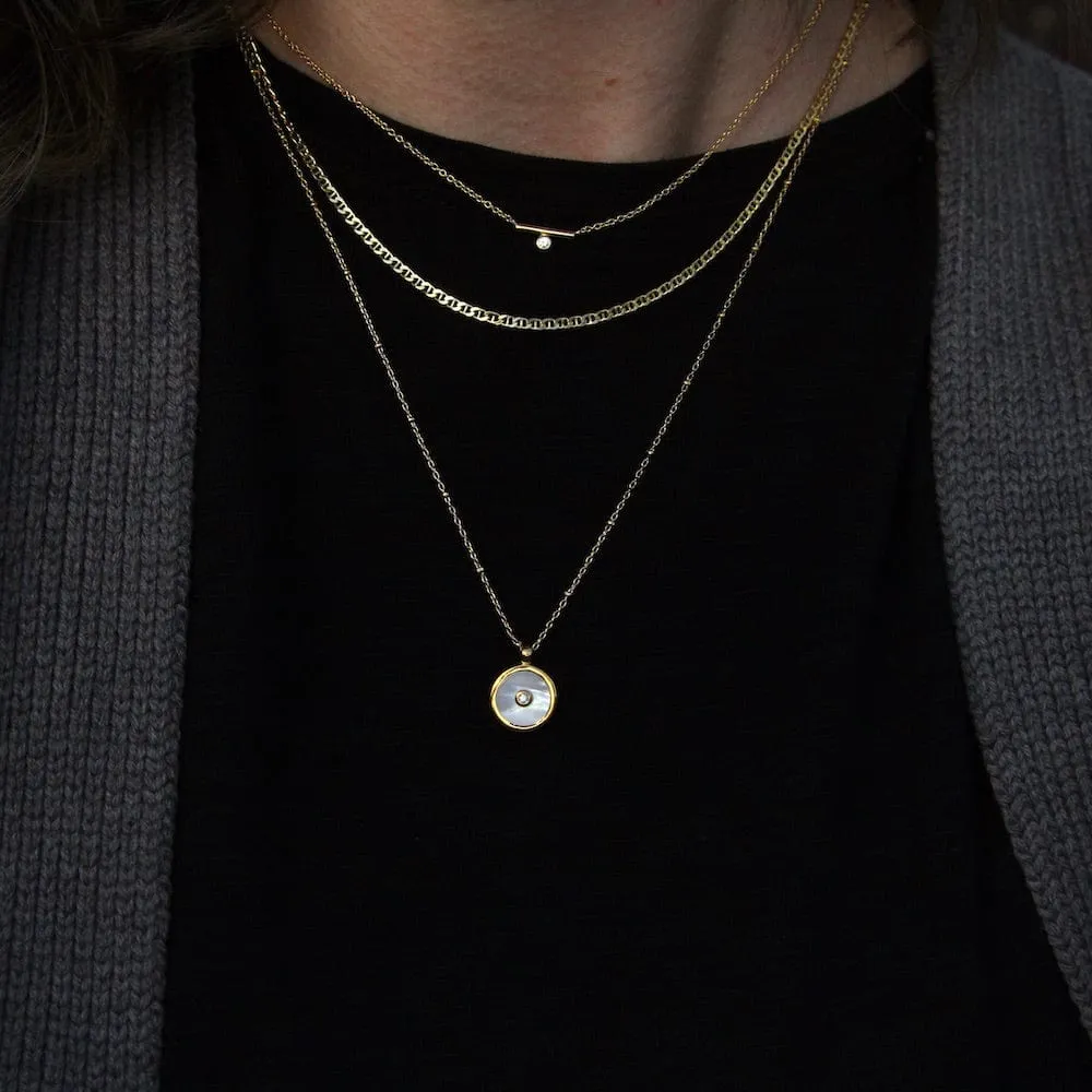 Tiny Bar With Side CZ Necklace