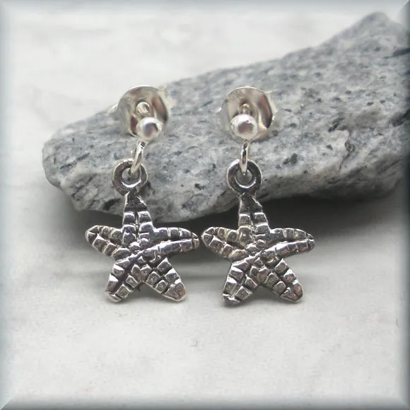 Tiny Starfish Earrings - Sterling Silver