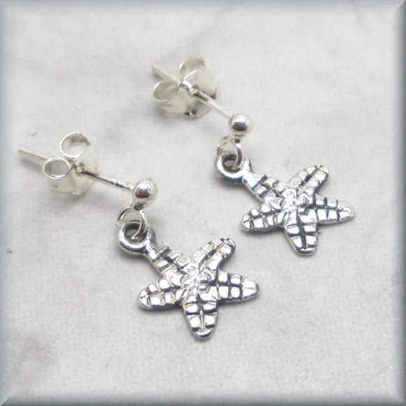 Tiny Starfish Earrings - Sterling Silver