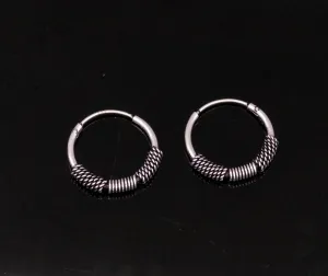 Ttraditional design stylish 925 sterling silver handmade fabulous hoops earrings bali , pretty gifting bali tribal jewelry india s613
