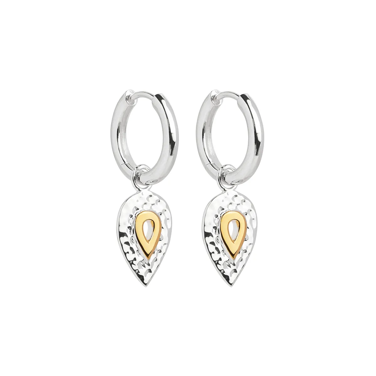 Two-Tone Teardrop Huggie Earrings