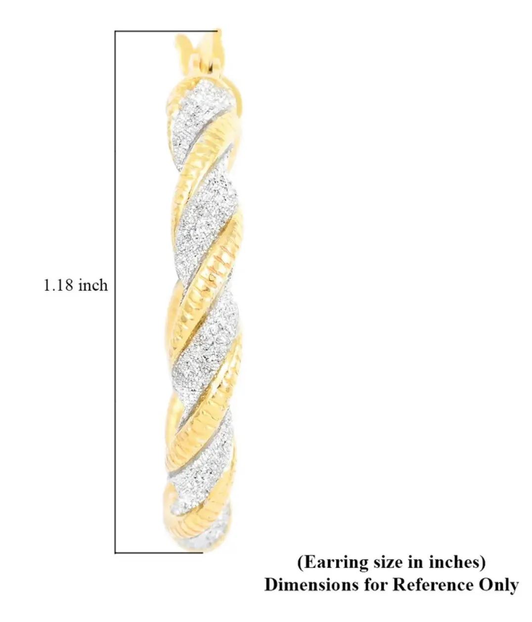 Two-Tone Twisted Sterling Silver & 14K GP Stardust Hoops 1.14”