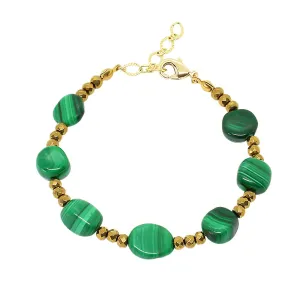 Ursa Malachite Stone and Gold Beaded Bracelet