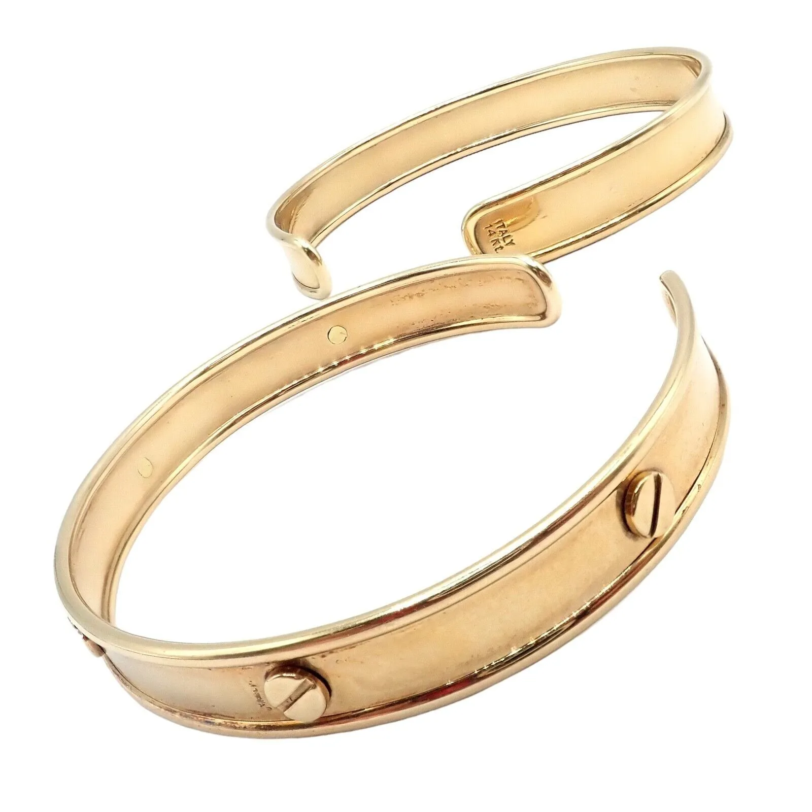 Vintage Estate 14k Yellow Gold Cuff Bracelet Pair Stacking Set