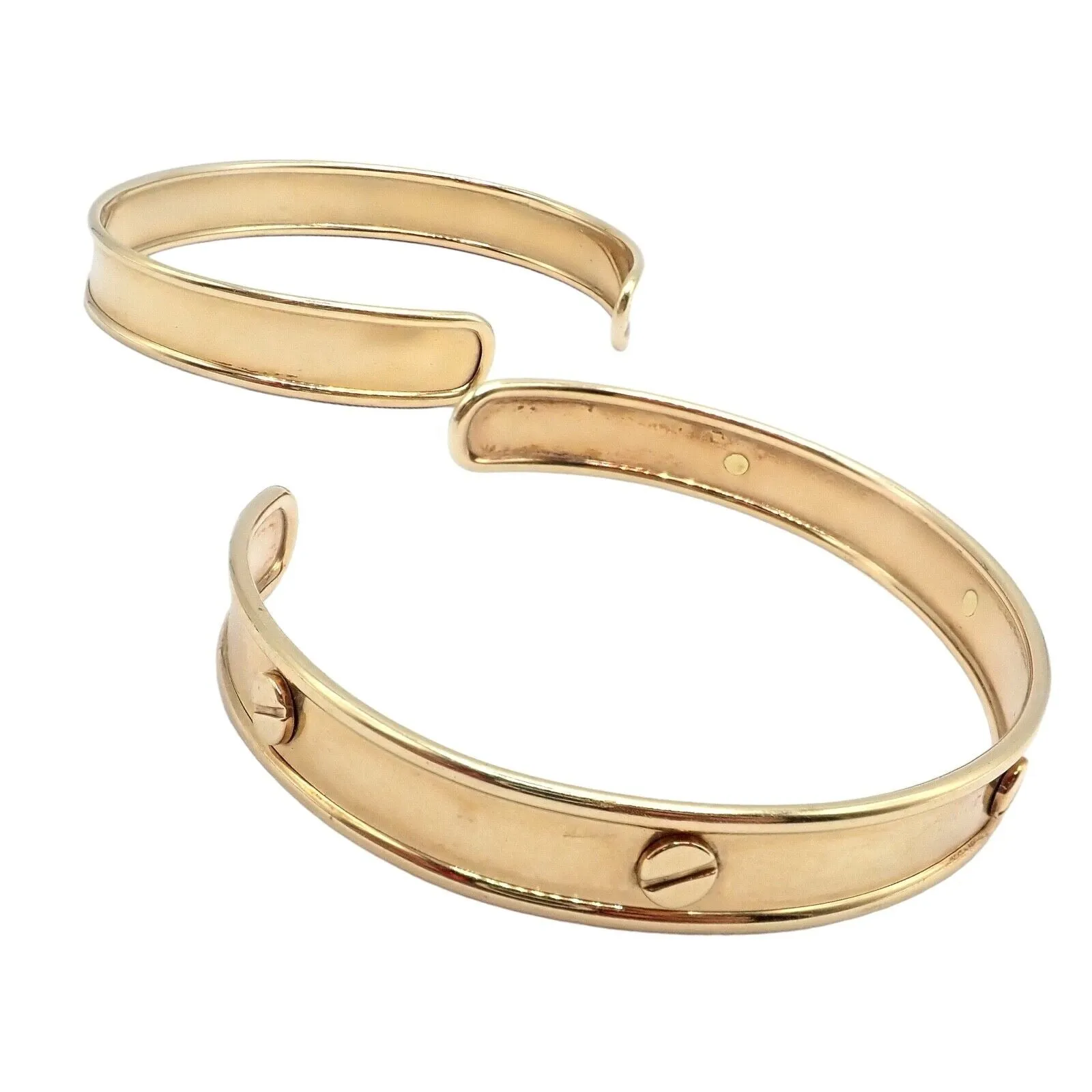 Vintage Estate 14k Yellow Gold Cuff Bracelet Pair Stacking Set