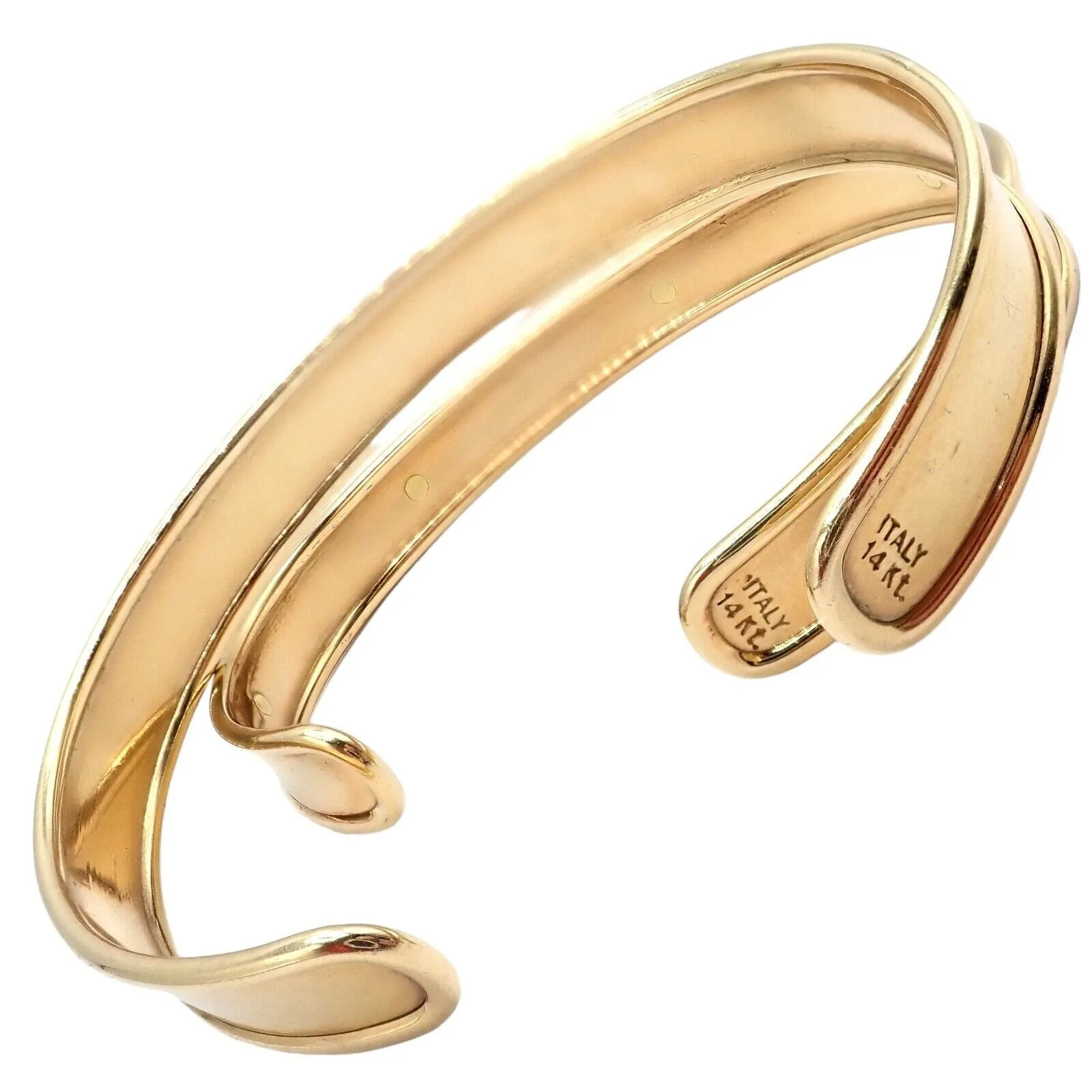 Vintage Estate 14k Yellow Gold Cuff Bracelet Pair Stacking Set