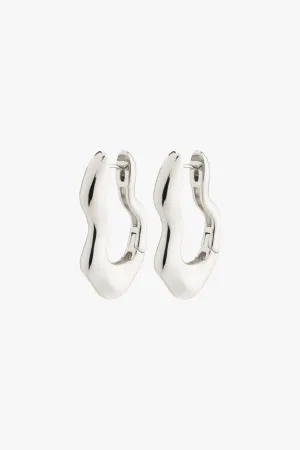 Wave Recycled Wavey Hoops Silver-Plated EOL Earrings