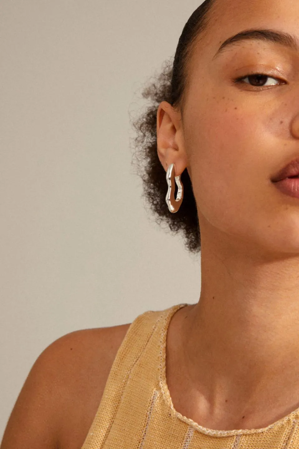 Wave Recycled Wavey Hoops Silver-Plated EOL Earrings