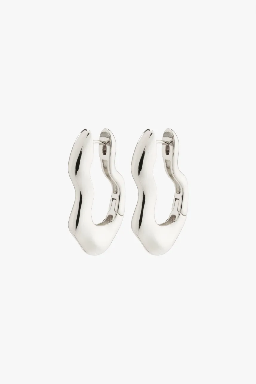 Wave Recycled Wavey Hoops Silver-Plated EOL Earrings