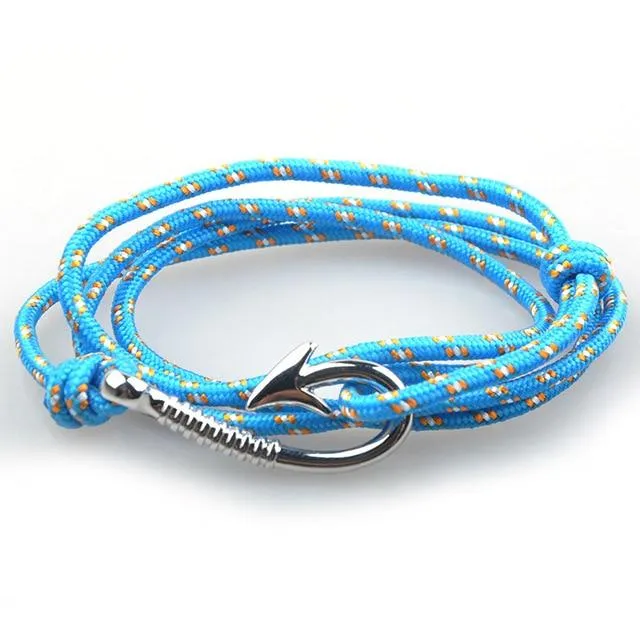 West Anchor Light Grey Patterned Hook Bracelet (Silver)