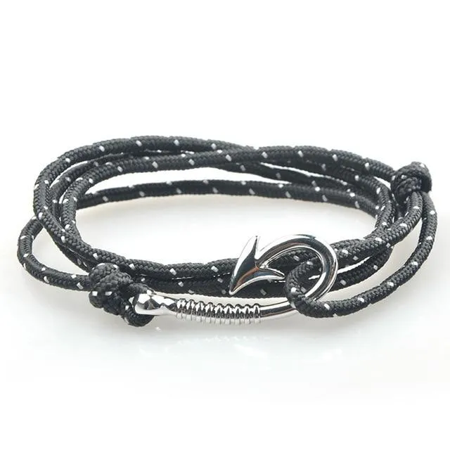 West Anchor Light Grey Patterned Hook Bracelet (Silver)