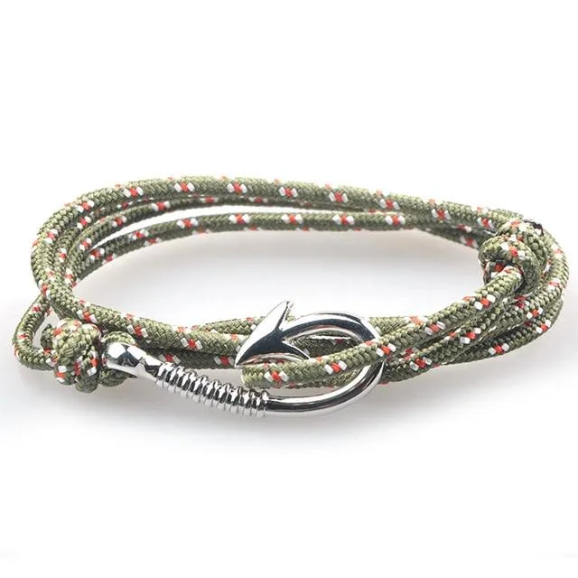 West Anchor Moss Patterned Hook Bracelet (Silver)