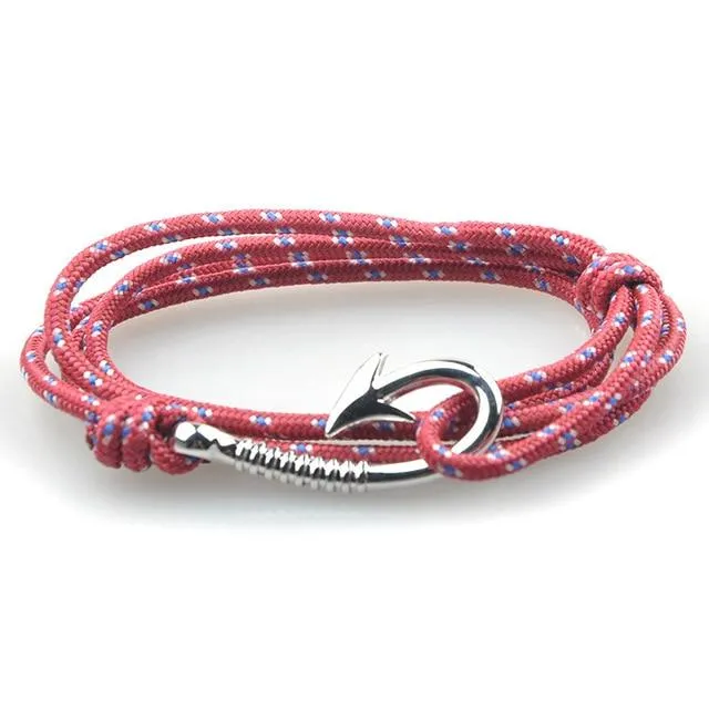 West Anchor Orange Patterned Hook Bracelet (Silver)
