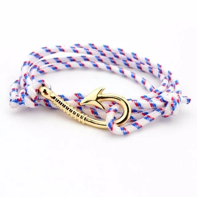 West Anchor White Patterned Bracelet (Gold)