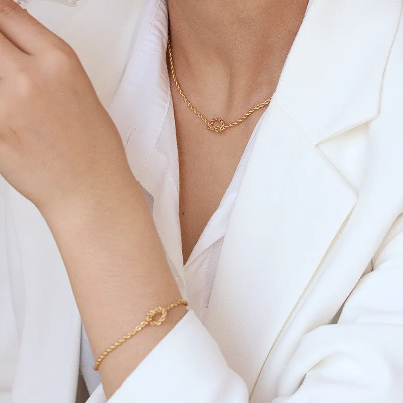 Women's Simple Knotted Necklace Bracelet