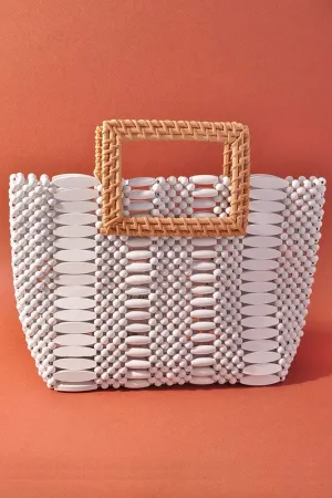 Wooden Beaded Mini Tote Bag