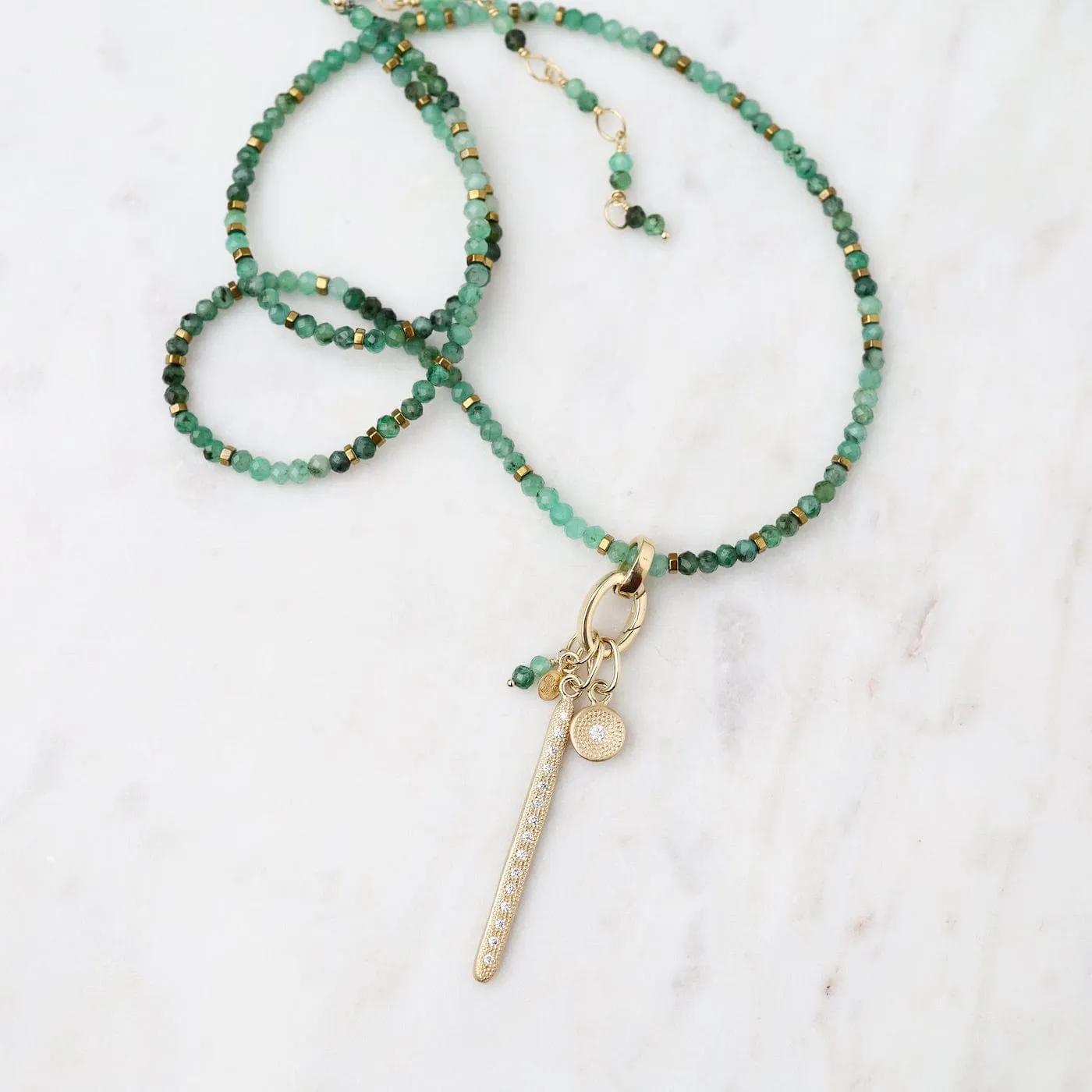 'Wrap' Sakota Emerald Gemstone Charm Necklace