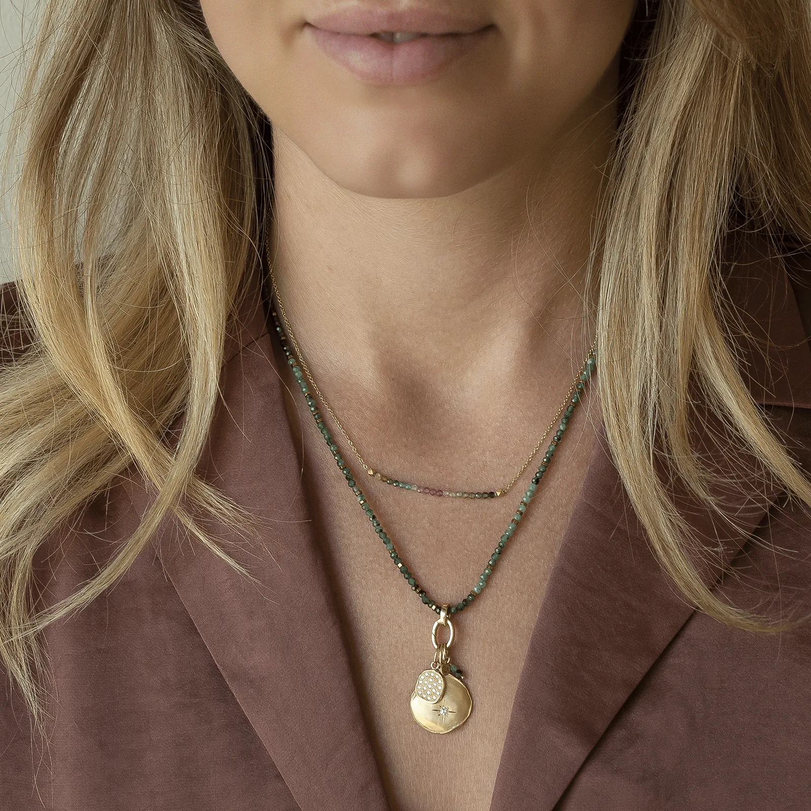 'Wrap' Sakota Emerald Gemstone Charm Necklace