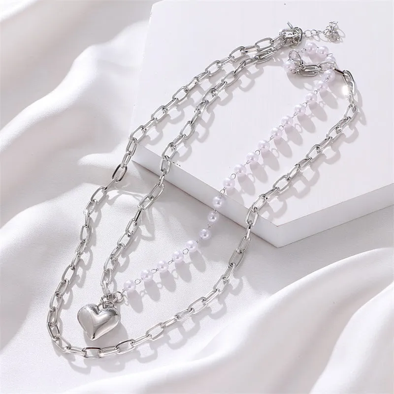 XN029 - Simple multi-layer pearl chain Necklace