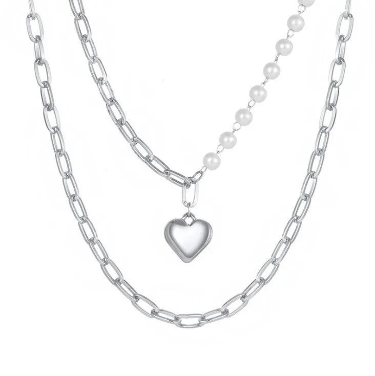 XN029 - Simple multi-layer pearl chain Necklace