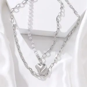XN029 - Simple multi-layer pearl chain Necklace