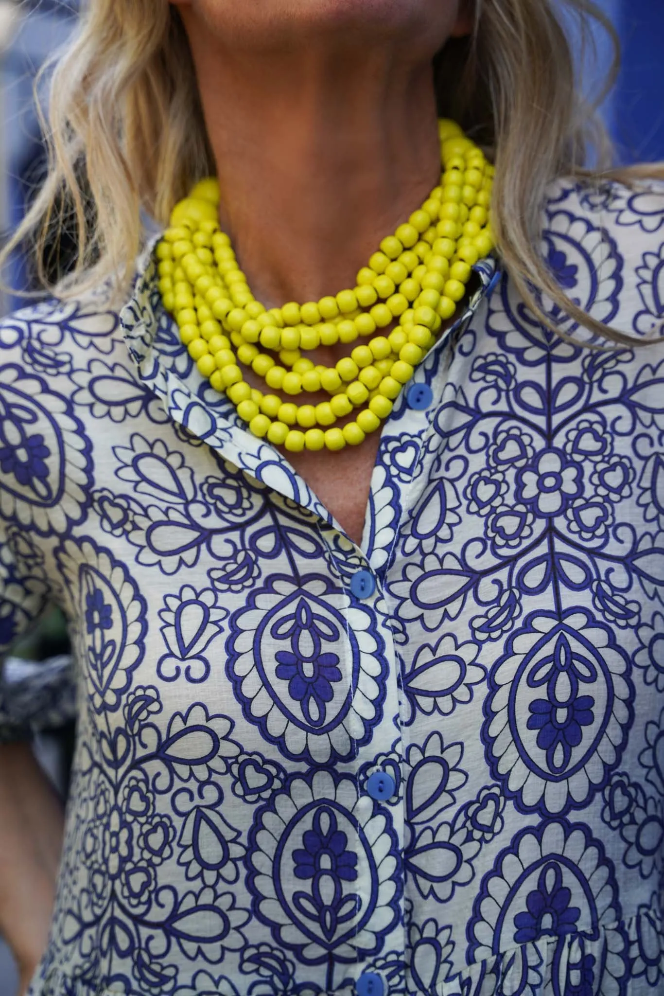 Yellow Wooden Beaded Necklace