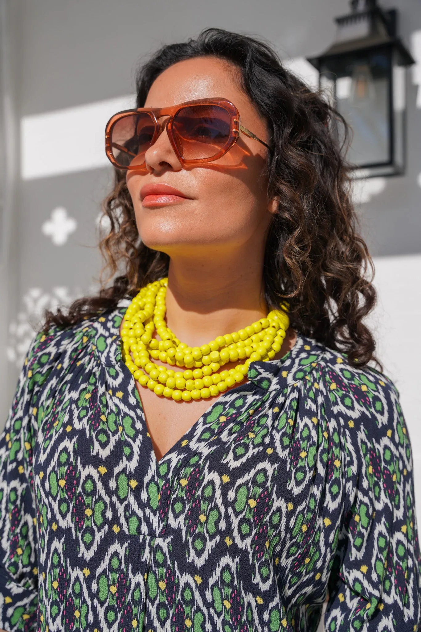 Yellow Wooden Beaded Necklace