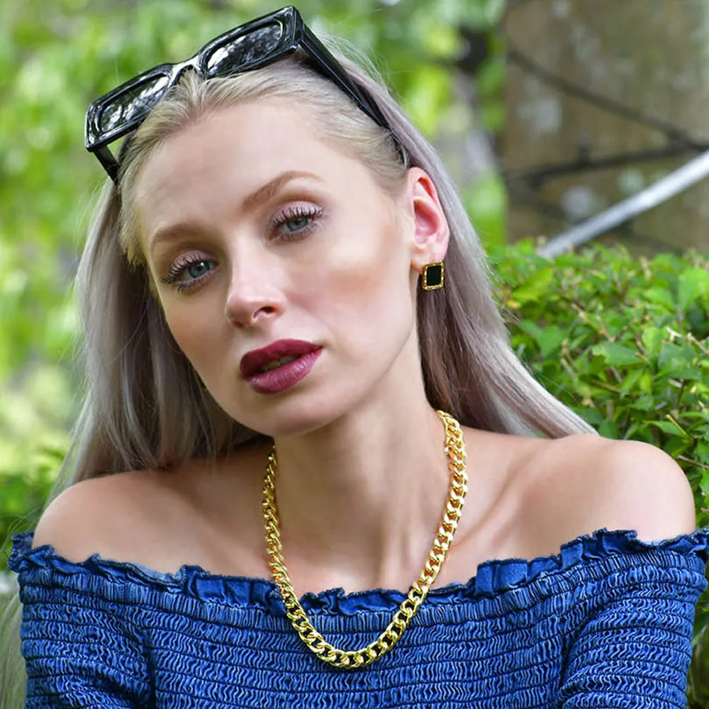 Zaila Oblong Gold Layered Earrings