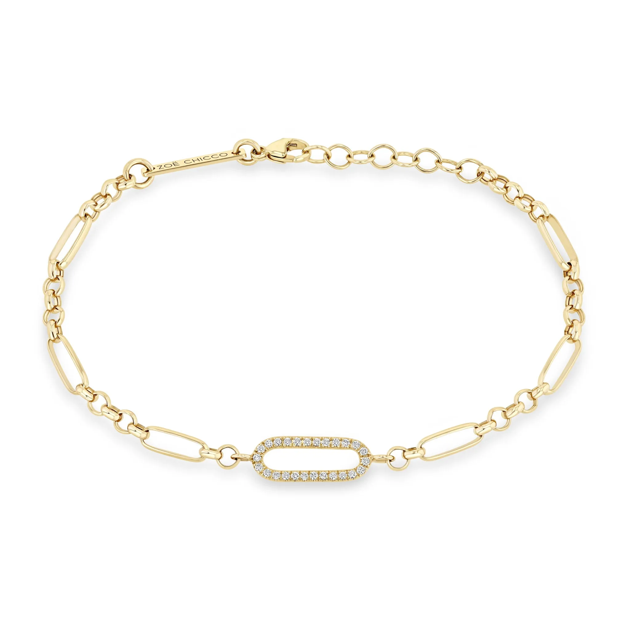 Zoë Chicco 14K Yellow Gold Medium Mixed Paperclip Rolo Chain Bracelet